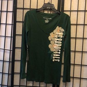 Aeropostale Green Long Sleeve V-Neck Top Size Small/P
